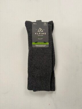 Alpine Design Socks Gray Modern Classic Style - Mens XL 13 - 15 NWT